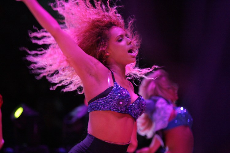Sasha, one of the Detroit Pistons Dancers, performing during halftime.